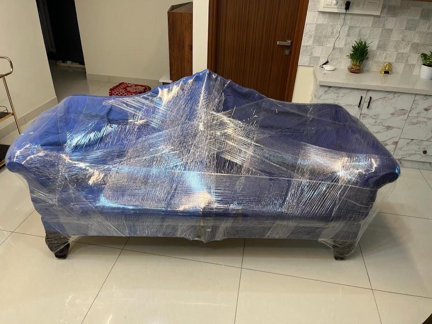 Packed household goods loaded for intercity relocation across India