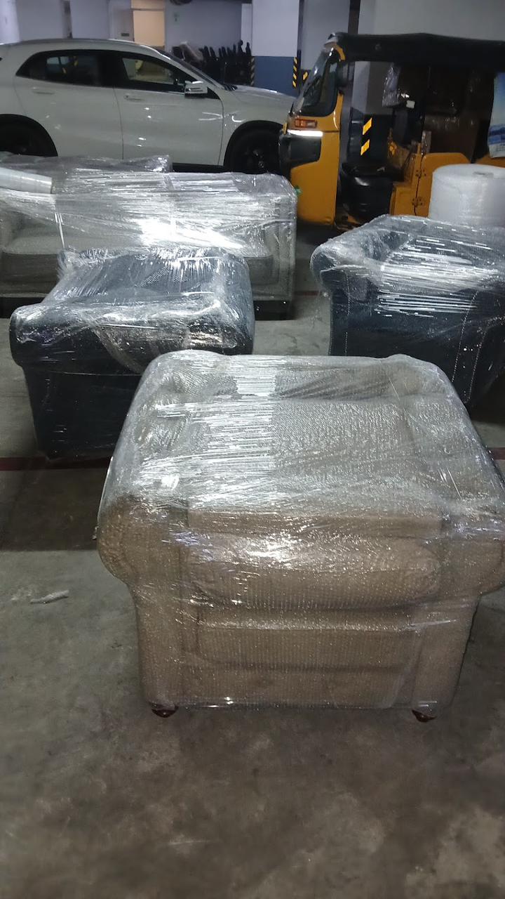 Mattresses and furniture professionally packed and stacked for moving