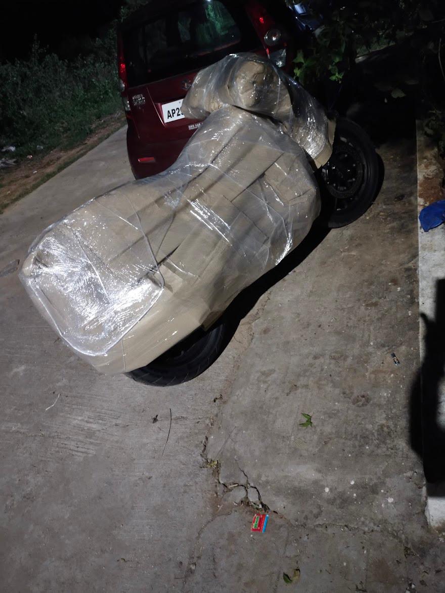 Bike fully wrapped and packed for long-distance bike transport service