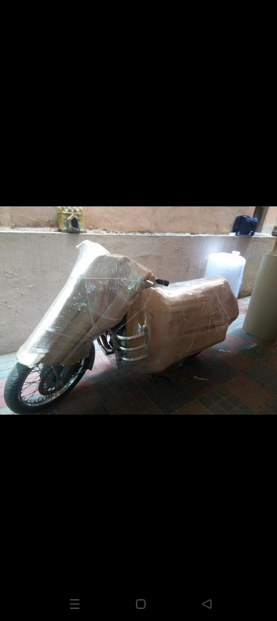 Two-wheeler bike fully packed and wrapped for safe bike transportation
